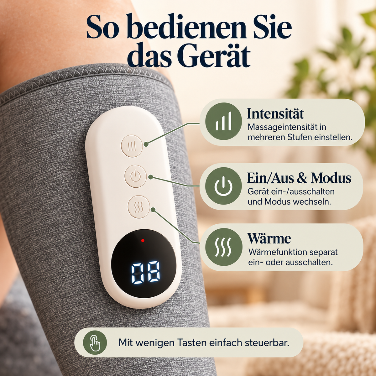 Schritt Leicht Wadenmassagegerät mit Wärme & Luftkompression