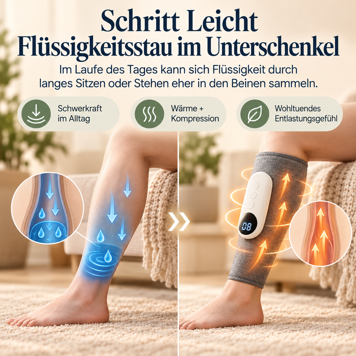 Schritt Leicht Wadenmassagegerät mit Wärme & Luftkompression