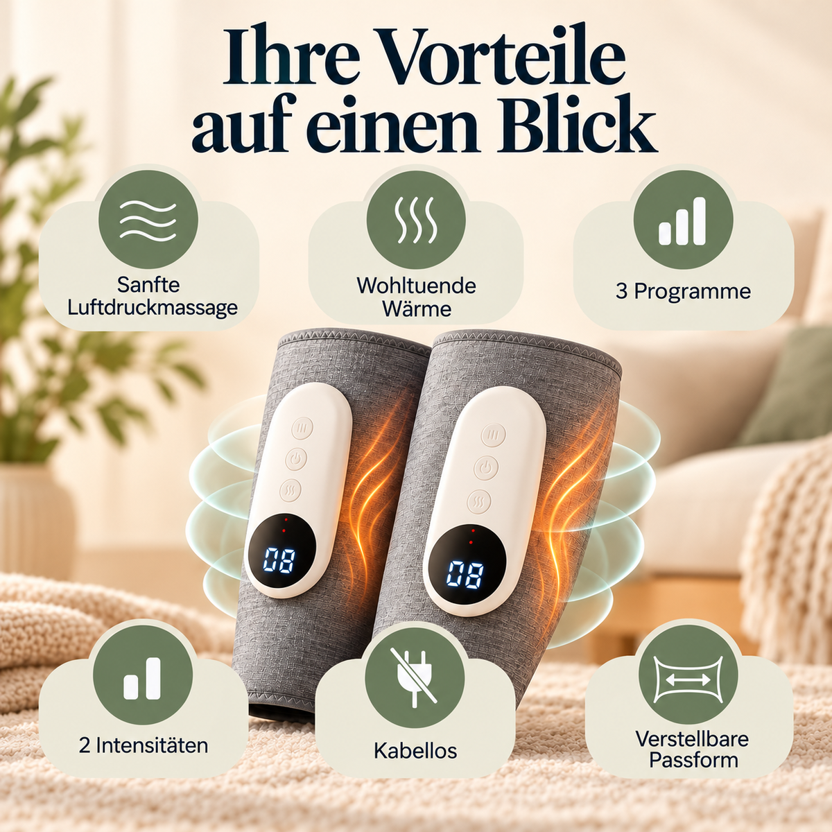 Schritt Leicht Wadenmassagegerät mit Wärme & Luftkompression