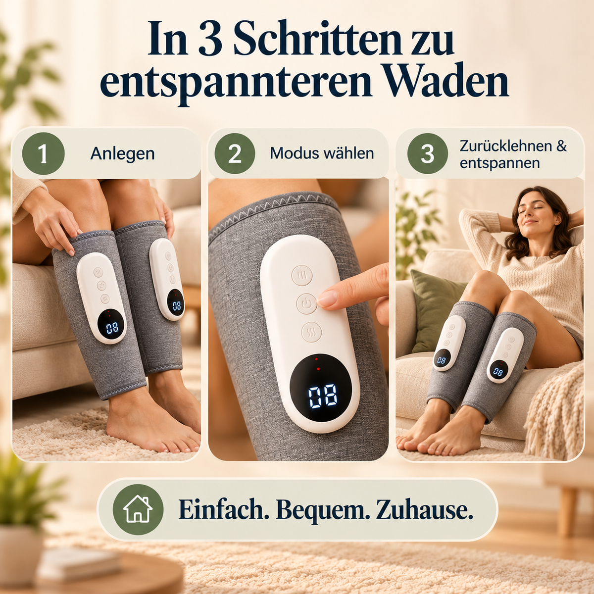Schritt Leicht Wadenmassagegerät mit Wärme & Luftkompression